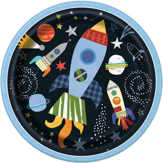Outer Space 9in Round Dinner Paper Plates 8 Ct