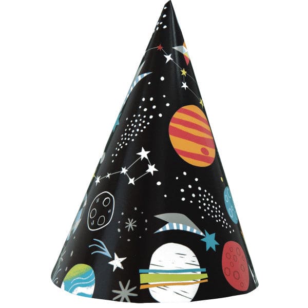 Outer Space Paper Cone Hats 8 Ct