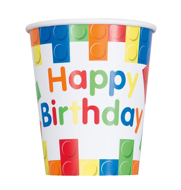 Building Blocks Birthday 9oz Paper Cups 8 Ct