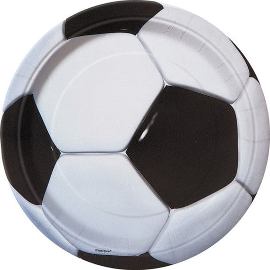 Soccer 9in Round Dinner Paper Plates 8 Ct