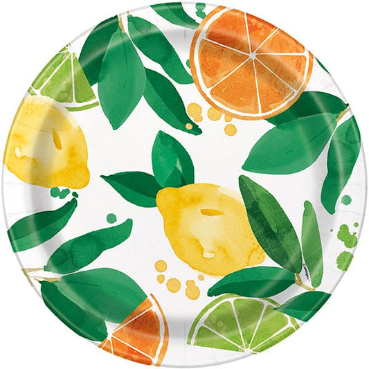 Citrus Fruit 9in Round Dinner Paper Plates 8 Ct