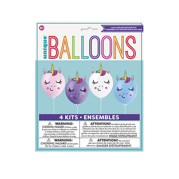 Make Your Own 12" Unicorn Balloon Activity Kit  4ct
