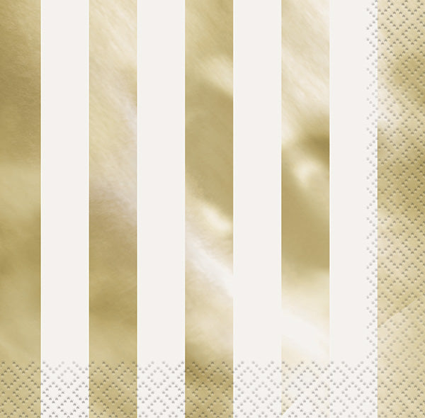 Gold Stripe Luncheon Napkins 16 Ct
