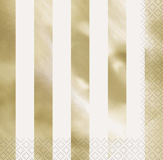 Gold Stripe Luncheon Napkins 16 Ct