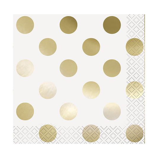 Shiny Gold Dots Beverage Napkins 16ct