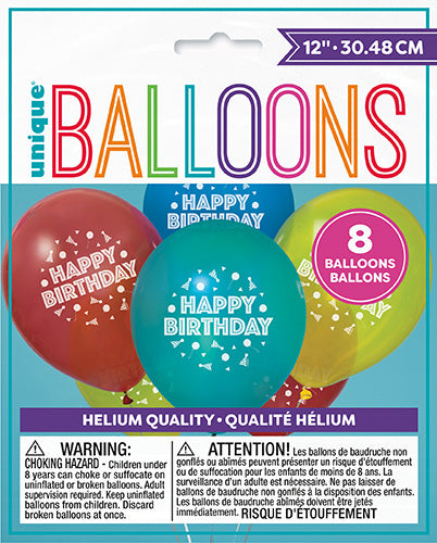 Balloon Party Birthday 12in Printed Latex Balloons 8ct