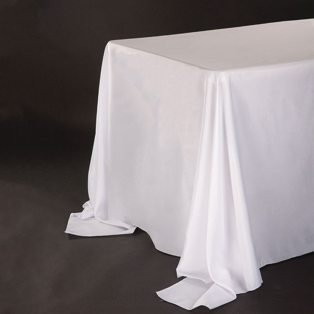 White Cloth, Fabric 90in x132in Rectangle Extra Long Tablecover