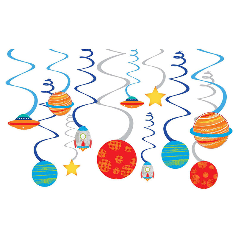 Blast Off Birthday Value Pack Foil Swirl Decorations