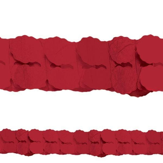 Bright Apple Red Paper Garland 12ft