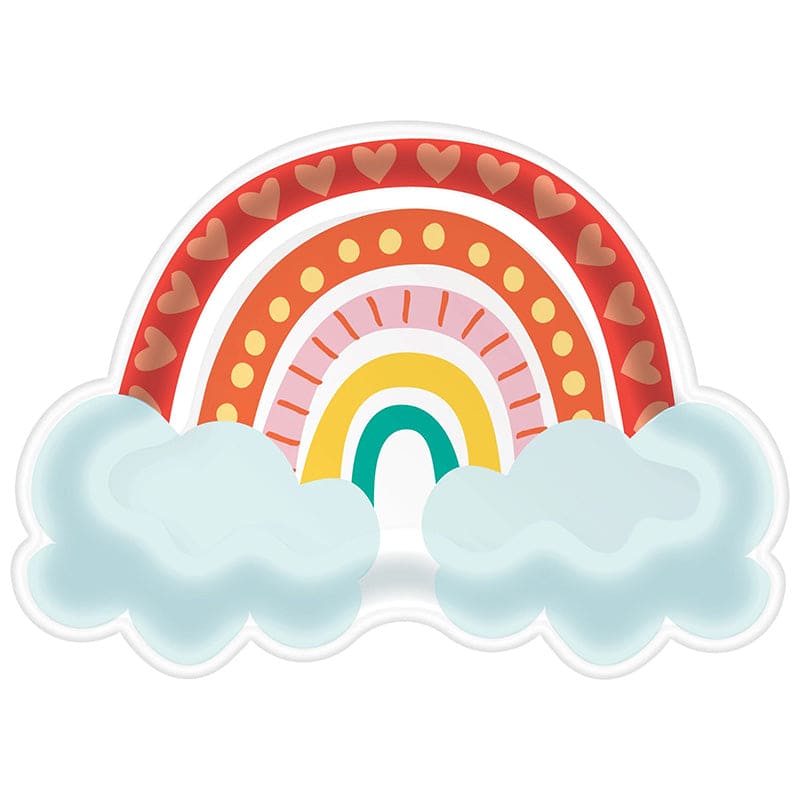 Retro Rainbow Shaped Paper Plates 8 Ct