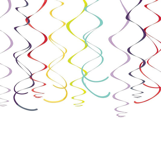Rainbow Plastic Swirl Decorations 12ct