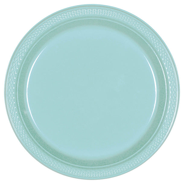 Robin's Egg Blue 9in Round Dinner Plastic Plates 20 Ct