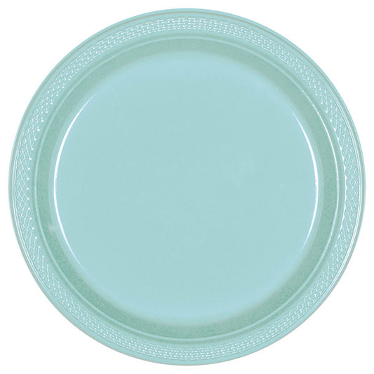 Robin's Egg Blue 9in Round Dinner Plastic Plates 20 Ct