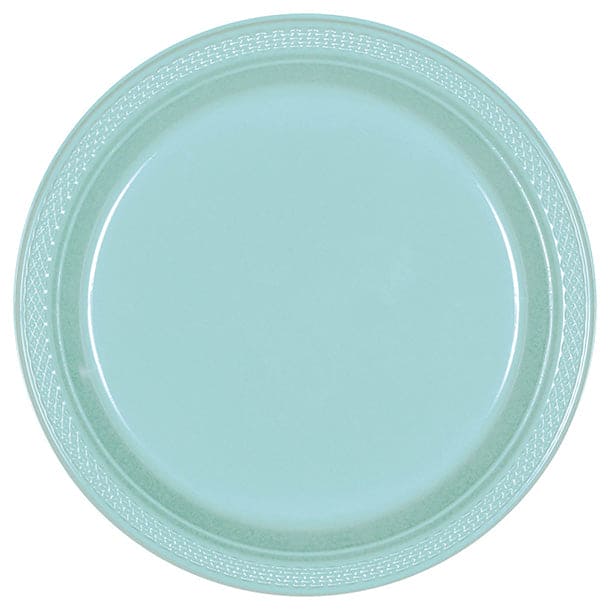 Robin's Egg Blue 9in Round Dinner Plastic Plates 20 Ct