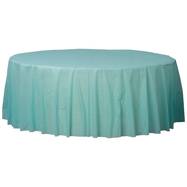 Robin's Egg Blue 84in Round Plastic Table Cover