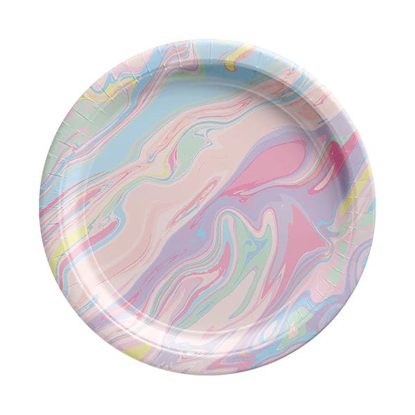 Marble Pastel 7in Round Luncheon Paper Plates 20ct