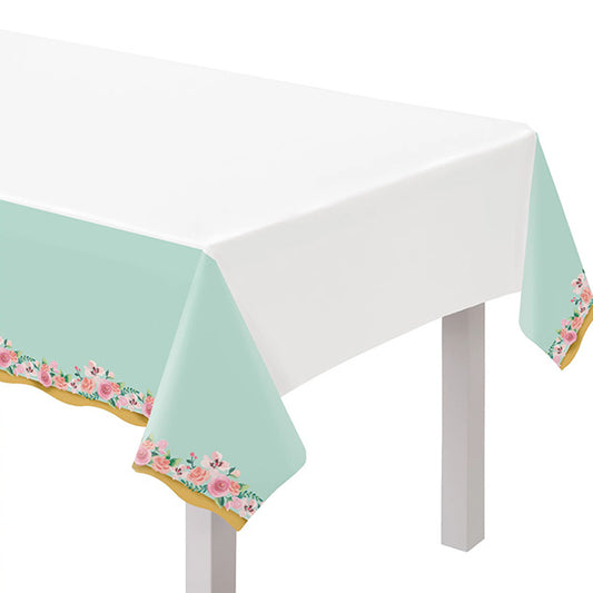 Mint To Be Scalloped Edge 54in x 96in  Plastic Table Cover