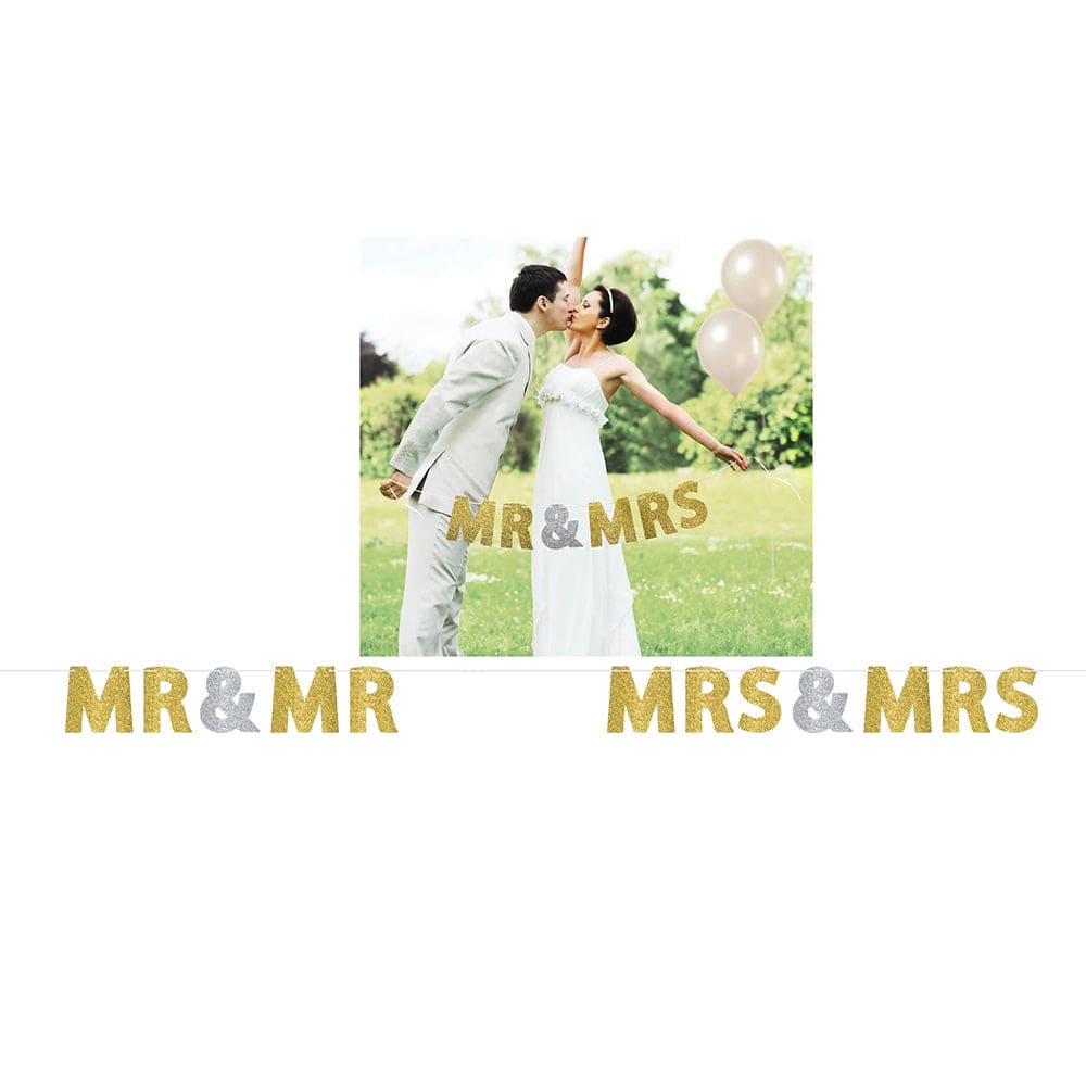 Glitter Letter Banner MR & MRS + S