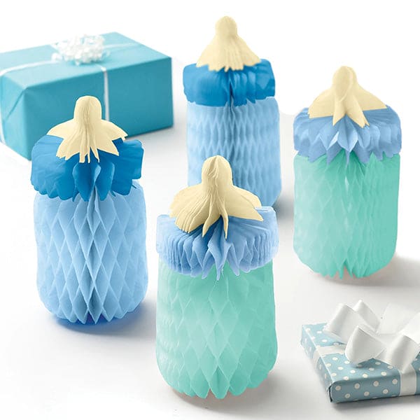 It's A Boy Baby Bottle Honeycomb Centerpieces 4 Ct