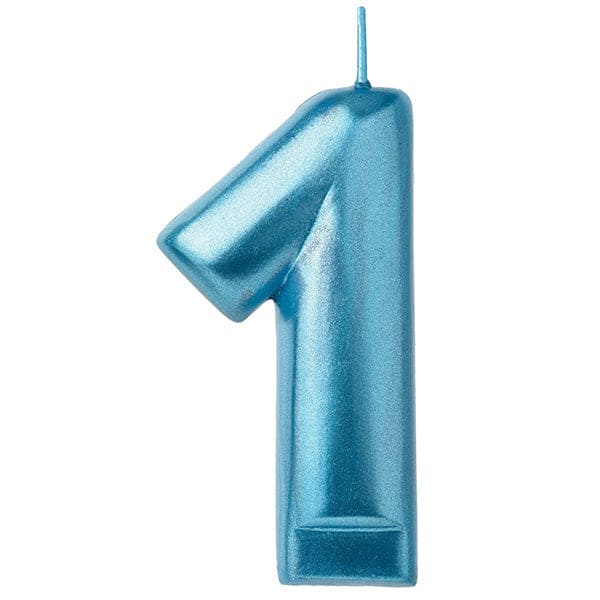 Numeral #1 Metallic Candle - Blue