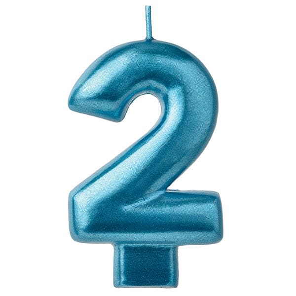 Numeral #2 Metallic Candle - Blue