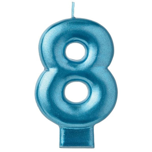 Numeral #8 Metallic Candle - Blue