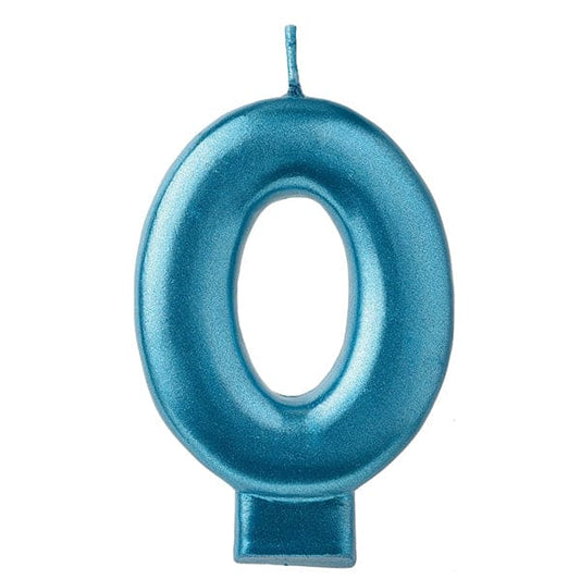 Numeral #0 Metallic Candle - Blue