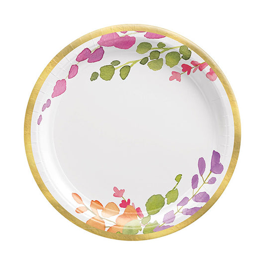 Romantic Floral 7in Round Luncheon Paper Plates 8ct