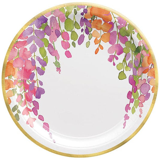Romantic Floral 10.5in Round Banquet Paper Plates 8 Ct