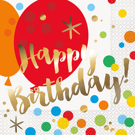 Glitzy Gold Birthday Luncheon Napkins 16ct