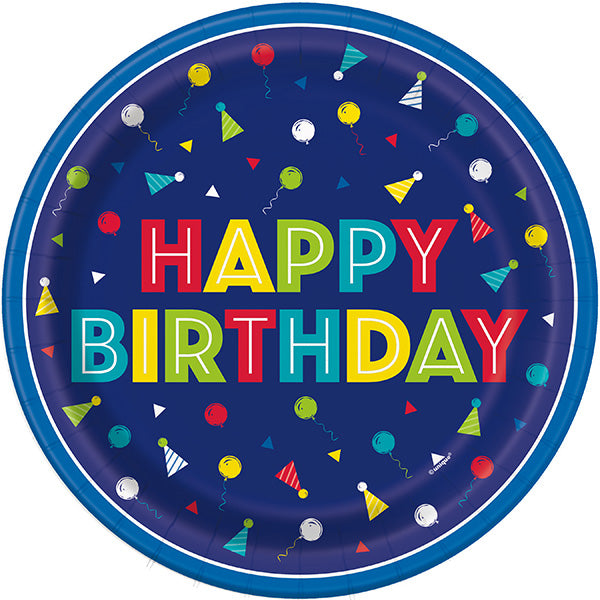 Peppy Birthday 9in Round Dinner Paper Plates  8ct