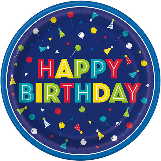 Peppy Birthday 9in Round Dinner Paper Plates  8ct