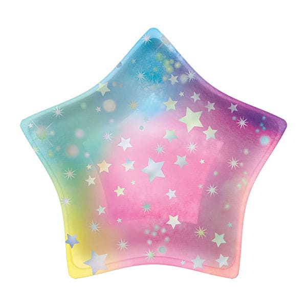 Luminous 7in Iridescent Star Shaped Paper Plates 8ct