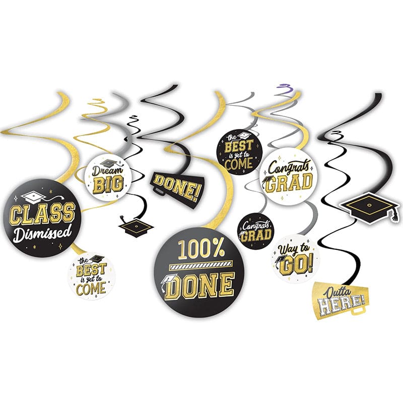 Grad Value Pack Spirals - Black, Silver, Gold 12 Ct