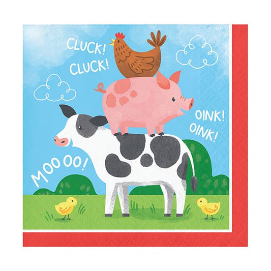 Farm  Animals Beverage Napkins 16 Ct