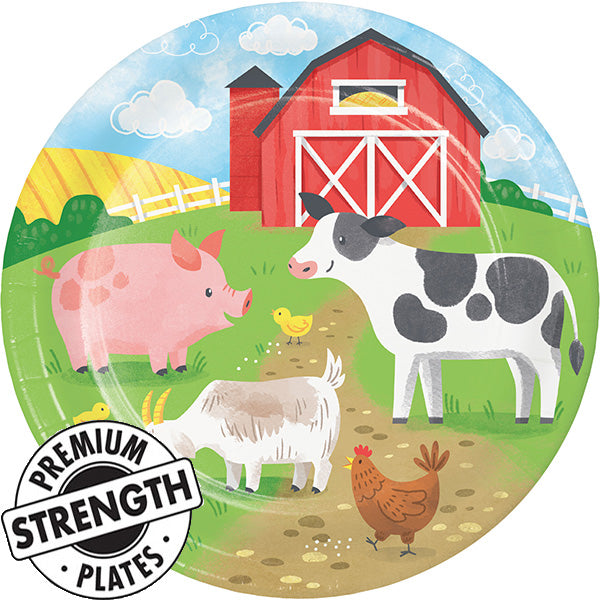 Farm  Animals 9in Round Dinner Paper Plates 8 Ct