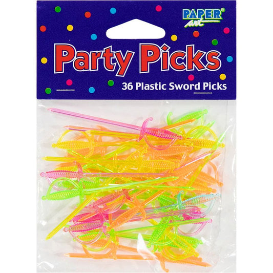 Neon Sword Plastic Picks 36 Ct