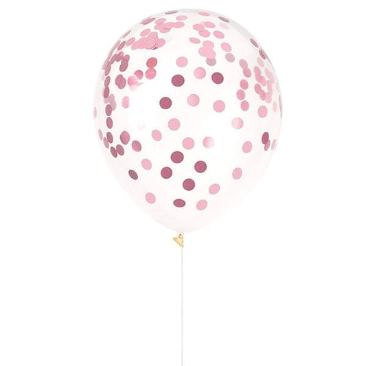 12in Clear Latex Balloon with Light Pink Foil Confetti 6ct