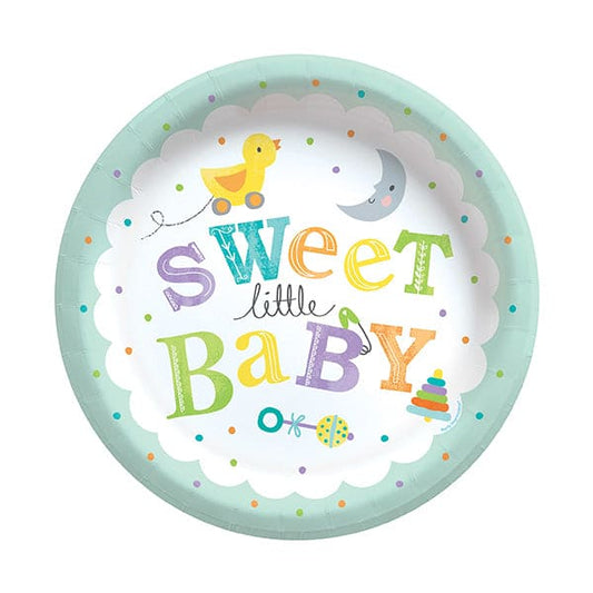 Sweet Little Baby 7in Round Luncheon Paper Plates 8 Ct