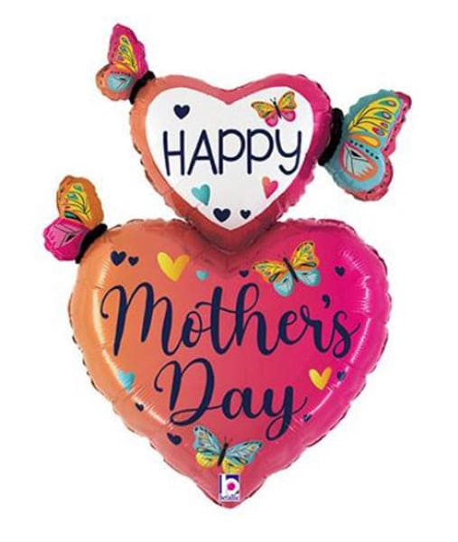 Mother's Day Hearts & Butterflies 31in Metallic Balloon