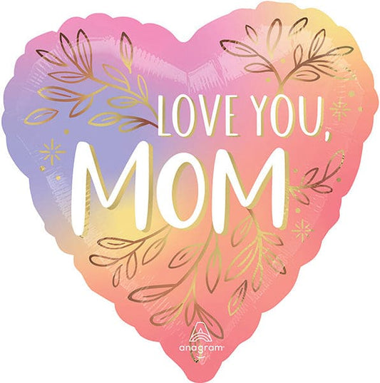 Botanical Traces Love You Mom 28in Metallic Balloon