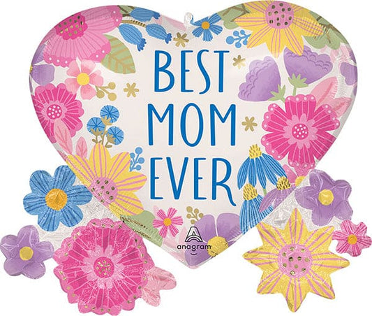 Best Mom Ever Botanical Lines 29in Metallic Balloon