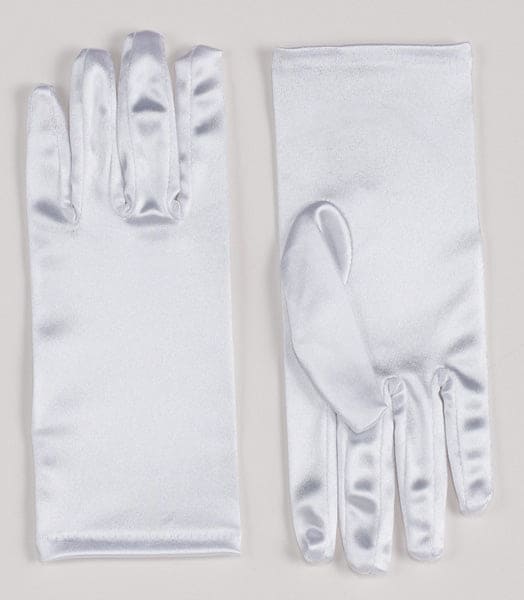 White Satin 9in Long Gloves