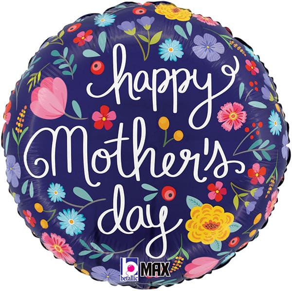 Mother's Day Folk Floral 18in Metallic Balloon