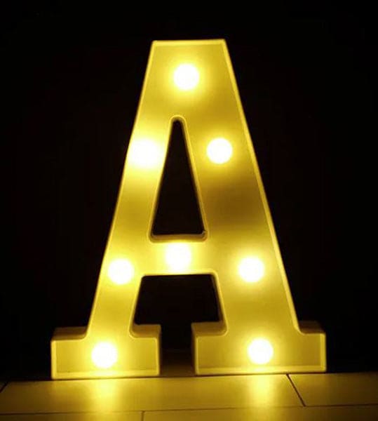 Gold 8in LED Light Letter A Centerpiece