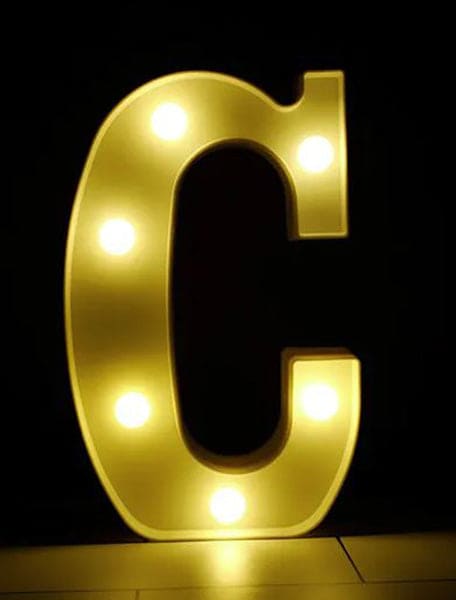 Gold 8in LED Light Letter C Centerpiece