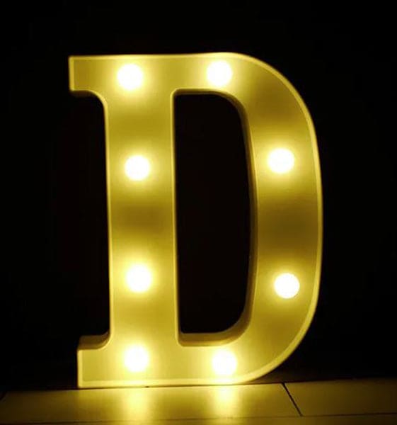 Gold 8in LED Light Letter D Centerpiece