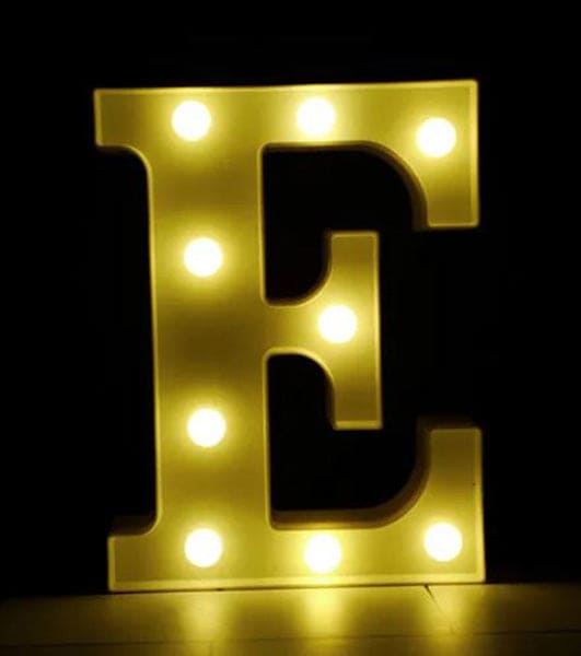Gold 8in LED Light Letter E Centerpiece