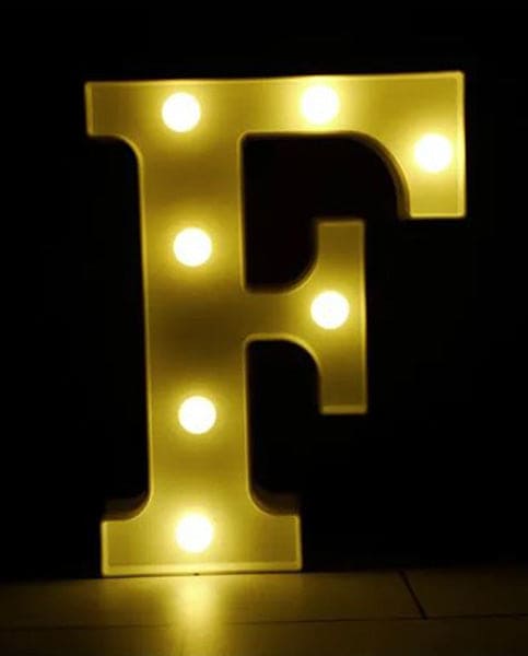 Gold 8in LED Light Letter F Centerpiece