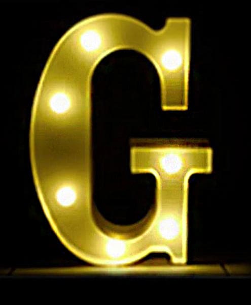 Gold 8in LED Light Letter G Centerpiece